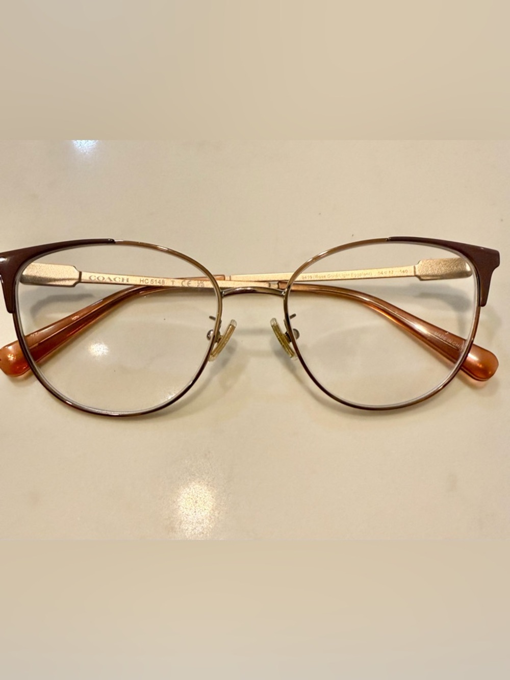 Coach Blush Pink and Gold Oversized Cat-Eye Glasses